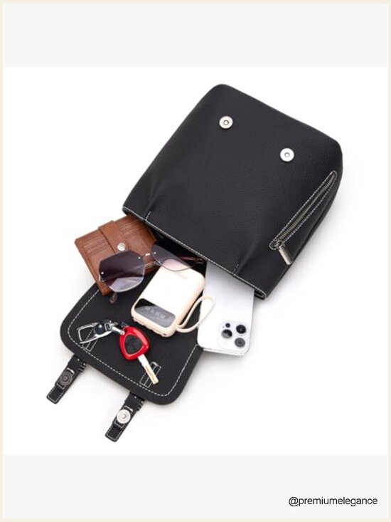 Vegan Leather Mini Backpack Purse Convertible Shoulder Bag Colorblock Cow Print main image 6